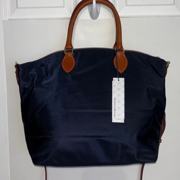 NWT Dooney & Bourke large pocket satchel purse/crossbody blue nylon - Picture 6 of 9